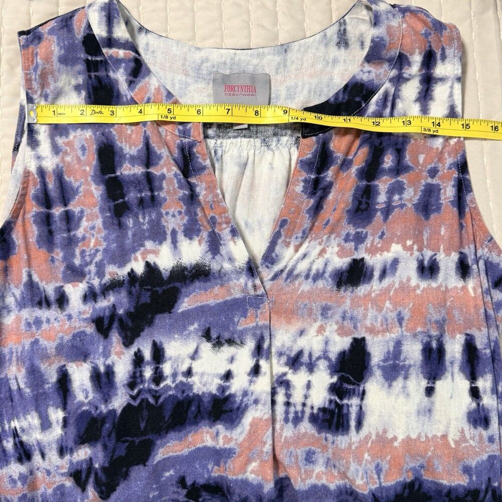 FOR CYNTHIA Beachwear Linen Blend Tie Dye Dress | XL | - Picture 3 of 6